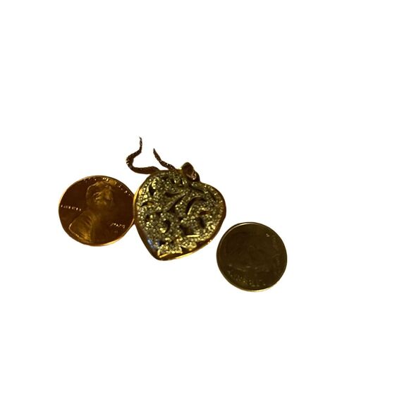 Puffy heart 2 sides cut out design sterling silver Vermeil . - Picture 8 of 9